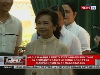Mag-asawang Arroyo, pinayagang bumiyahe sa Germany, France at Hong Kong
