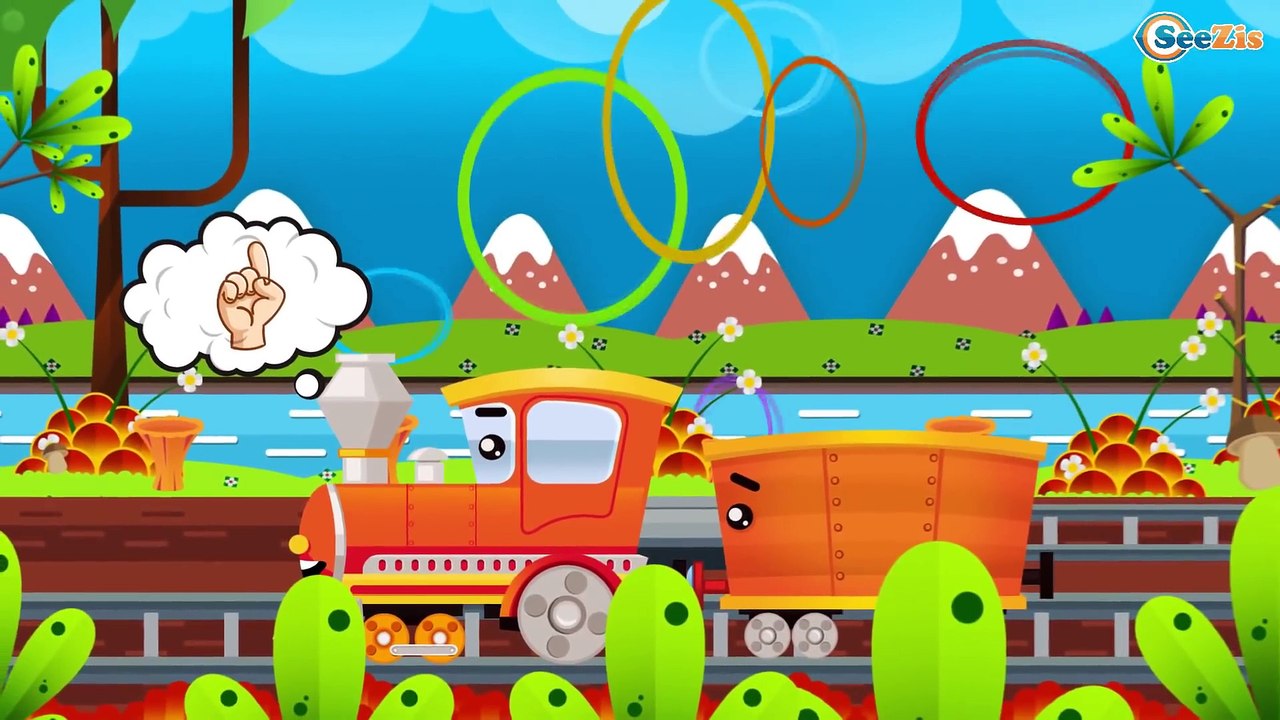 Trenes y Coche de Policía. Aprender los Colores. ­Carritos para niños. ­Coches infantiles