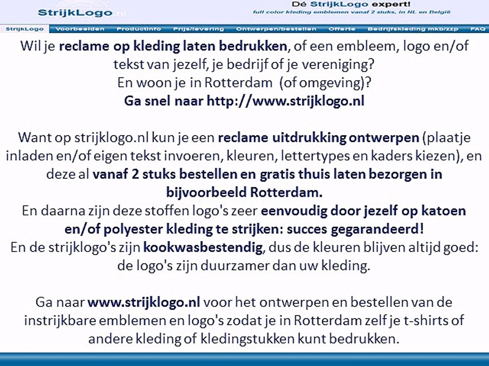 Reclame kleding bedrukken Rotterdam