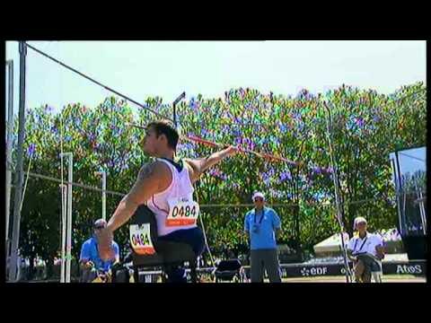 Athletics - Nathan Stephens - men's javelin throw F57/58 final - 2013 IPC Athletics World...