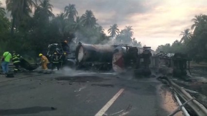 Bus crash with fuel tanker in Mexico kills at least 24