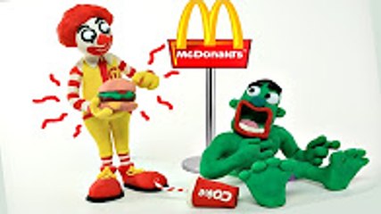Hulk McDonald's Heart Attack! Fast Food Superheroes in Real Life Play Doh Animations