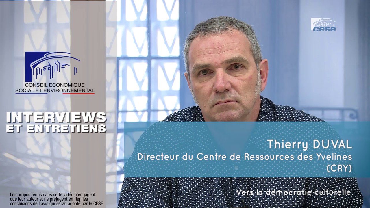 Questions à Thierry DUVAL (CRY) - Démocratie culturelle - cese