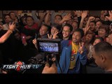 Pacquiao vs. Algieri - full video- Fans mob Pacquiao as he arrives in Macau