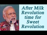 PM Modi in Deesa : After 'Milk Resolution' its time for 'Sweet Revolution', Watch video|Onindia News