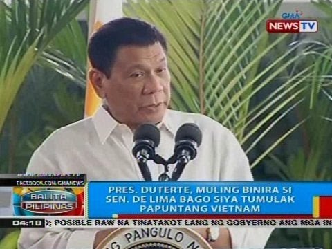 Pres. Duterte, muling binira sa Sen. de Lima bago siya tumulak papuntang Vietnam