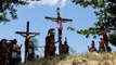 Filipino Catholics crucify themselves in a biblical reenactment