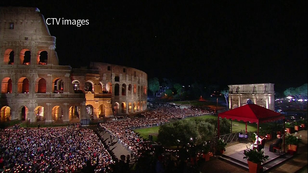 Pope attends Easter procession in Rome's Colosseum