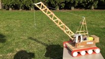 How to Make an Electric Crane with Remote Control out of Popsicle Sticks - incredible Toy-zUUY