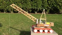 How to Make an Electric Crane with Remote Control out of Popsicle Sticks - incredible Toy-zUUY