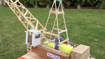 How to Make an Electric Crane with Remote Control out of Popsicle Sticks - incredible Toy-zUUY