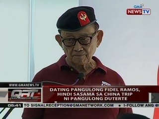 QRT: Dating Pang. Ramos, hindi sasama sa China trip ni Pang. Duterte