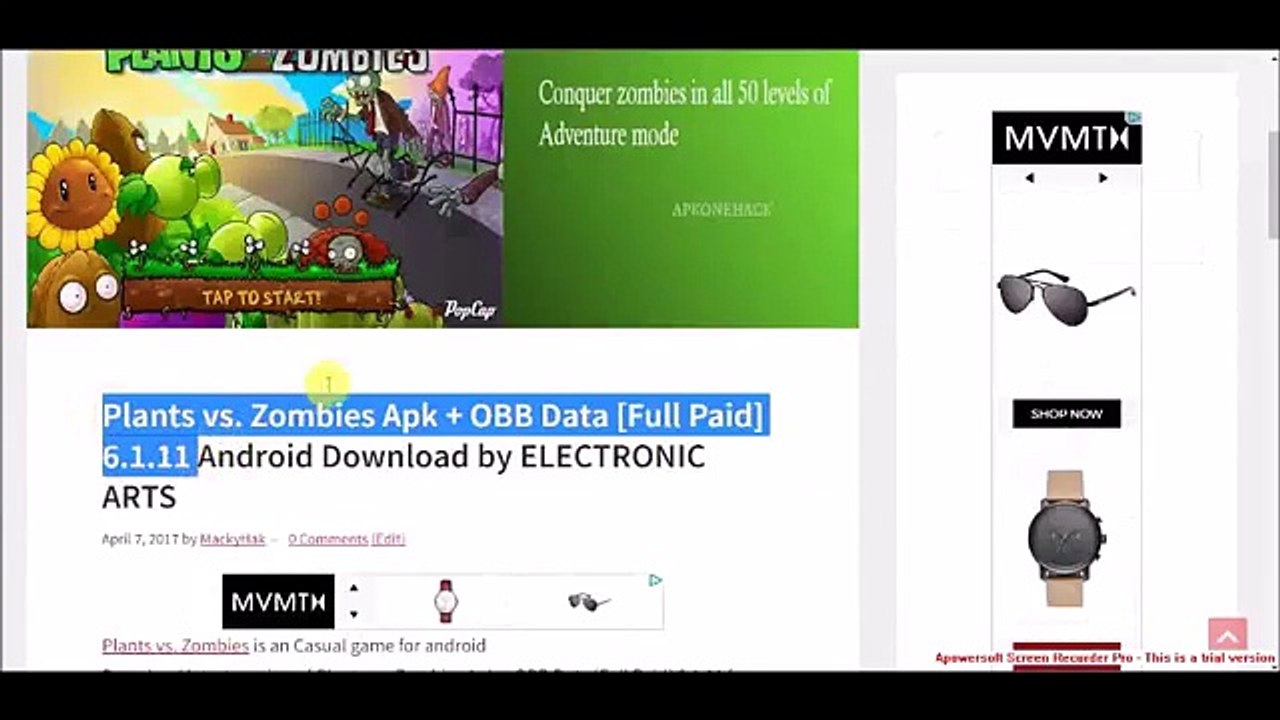 Plants vs. Zombies Apk + OBB Data [Full Paid] 6.1.11 Android