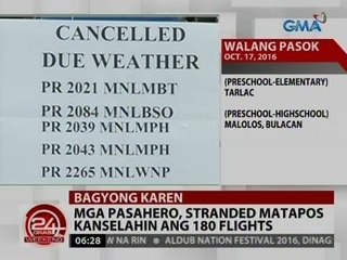 24 Oras: Mga pasahero, stranded matapos kanselahin ang 180 flights