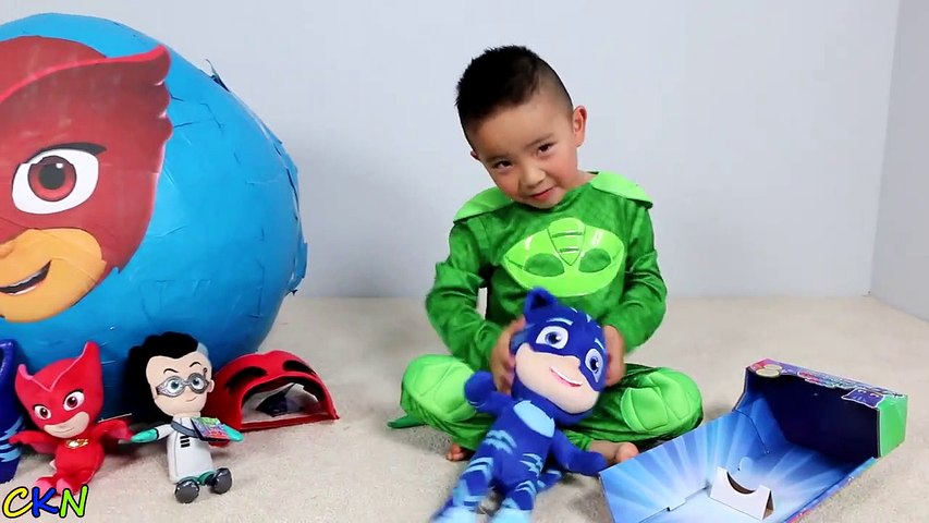PJ MASKS Super Giant Toys Surprise Egg Opening Fun With Catboy Gekko  Ckn