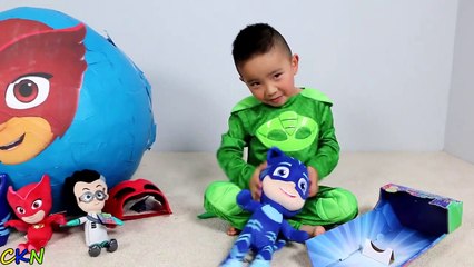 PJ MASKS Super Giant Toys Surprise Egg Opening Fun With Catboy Gekko  Ckn