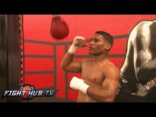 Crawford vs. Gamboa: Gamboa mitt and speed bag workout video