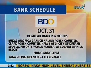 UB: Bank schedule ngayong holiday