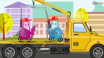Color Long & Little Cars on Truck in Cartoon for Kids and Superheroes Trucks 2D Learning Video