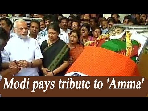 PM Modi pays tribute to 'Jayalalithaa at Rajaji Hall | Oneindia News