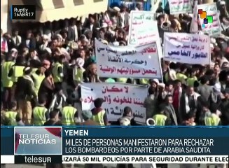 Descargar video: Yemeníes exigen el cese de ataques por parte de Arabia Saudita