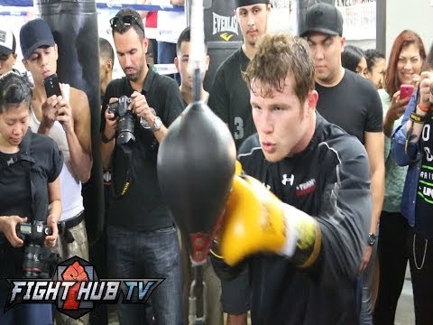 Canelo Alvarez vs. Alfredo Angulo- Canelo heavy bag/timing bag workout