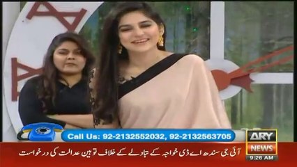 Sanam Baloch Wearing Saree For the First Time in Her Morning Show