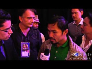 Manny Pacquiao "Brandon Rios was tough, he took alot of solid punches, No injuries"
