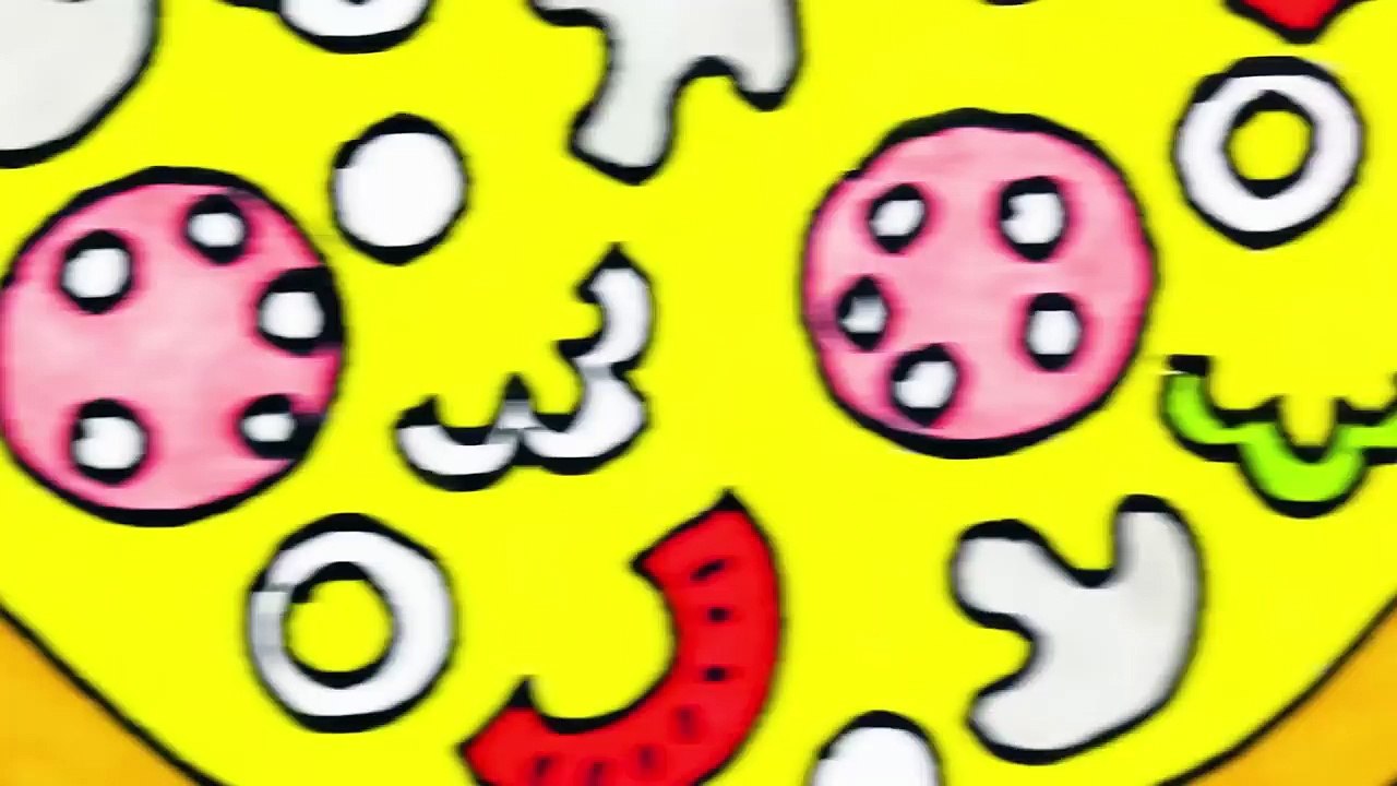 How To Draw Pizza - Coloring Book for Kids - Learning Colouring Pages with Colored Markers