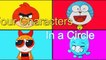 Four Characters in a Circle. How to draw n Angry Birds Shopkins Powerpuff Girls-PMk2OEU9sh8