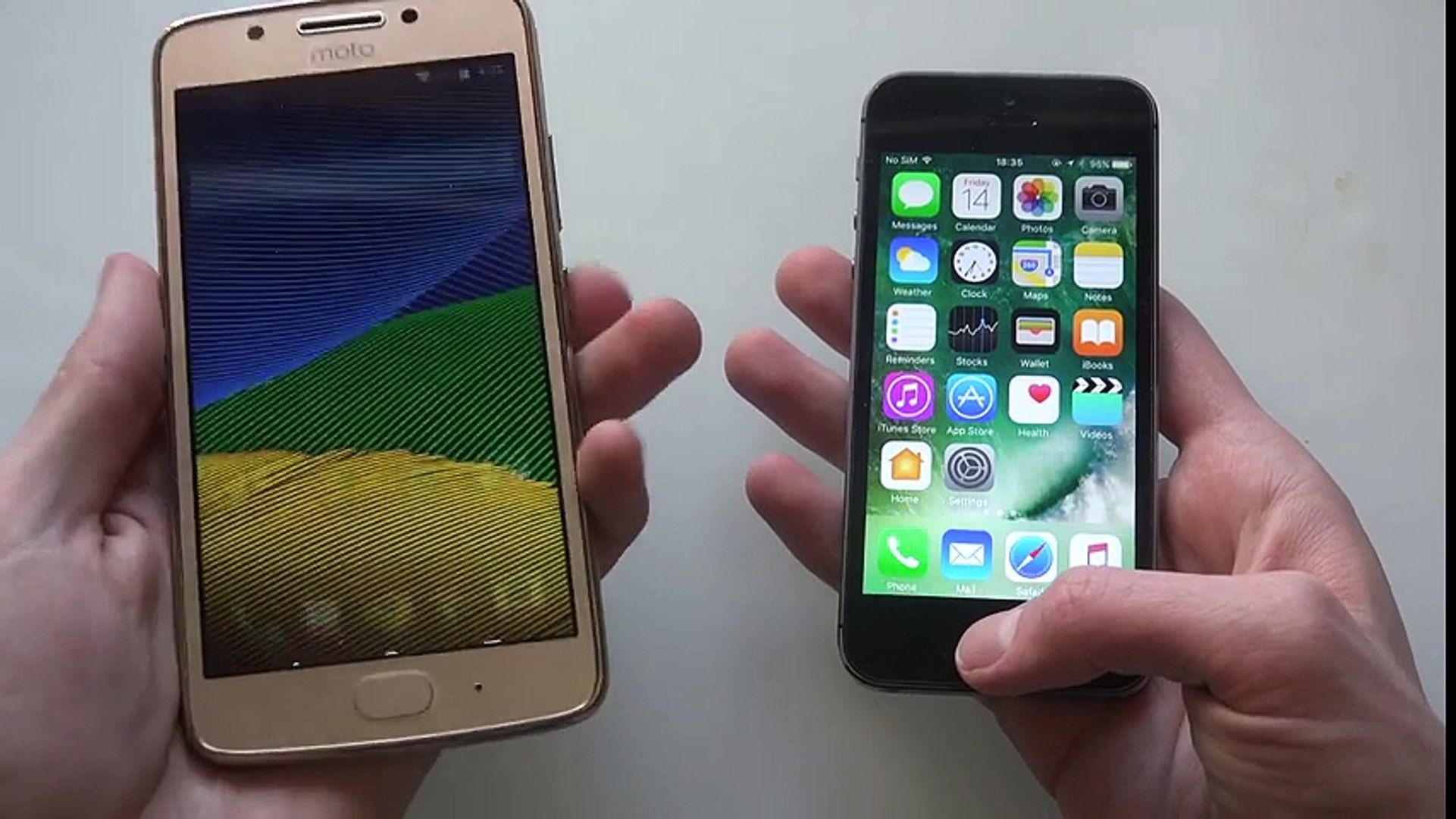 ⁣Moto G5 vs. iPhone 5S - Speed Test