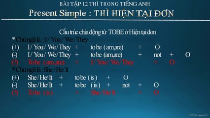 Lesson 1 : Present Simple Exercise (P3) | Bài Tập Thì Hiện Tại Đơn (P3) | Có Đáp Án