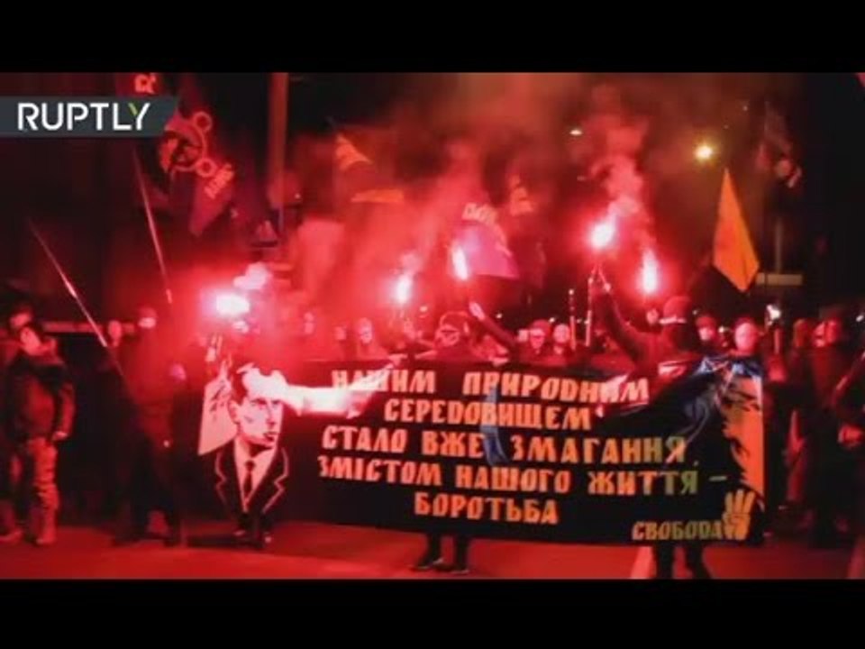 Nationalists hold torchlit march in Ukraine to mark anniversary of Nazi collaborator Bandera
