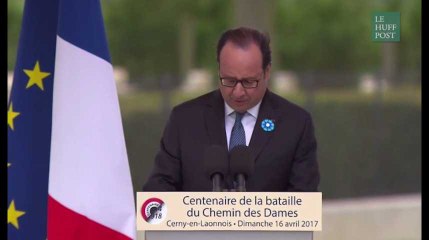 L'émotion de Hollande pendant la commémoration du centenaire du Chemin des Dames