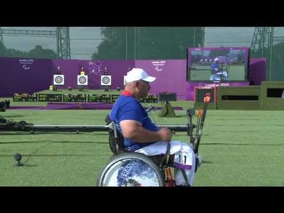 Archery - Larsson (SWE) v Lee (KOR) and Haudoin (FRA) v Champey (FRA) - Men's Ind. Comp. Open