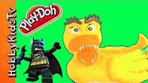 Rubber Ducky Monster vs Batman! Surprise Eggs, Play-Doh with Teeth   Mini Figs Story Fun HobbyKV