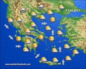 Η πρόγνωση του καιρού για την Δευτέρα του Πάσχα 17-4-2017