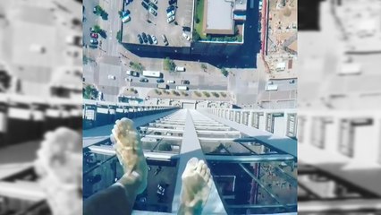 Transparent swimming pool sits 40 stories high