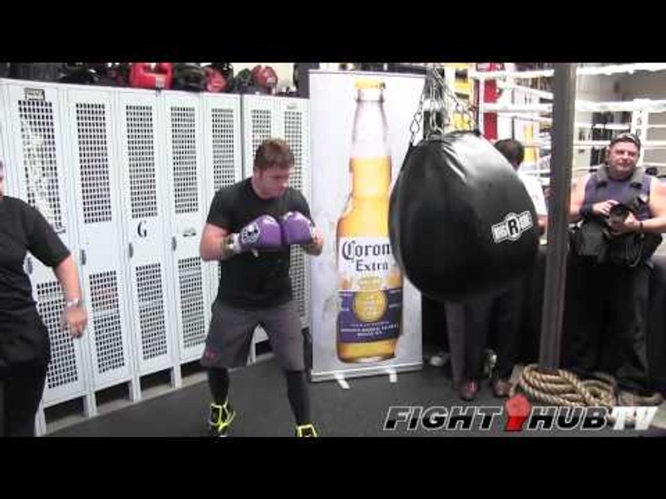 Saul "Canelo" Alvarez vs. Josesito Lopez: Canelo hits the uppercut bag