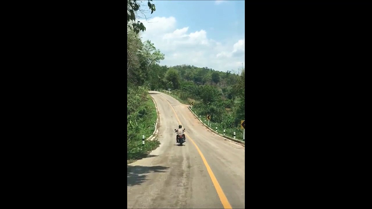 Ce serpent n'aime pas beaucoup les motards... Attaque en pleine route!