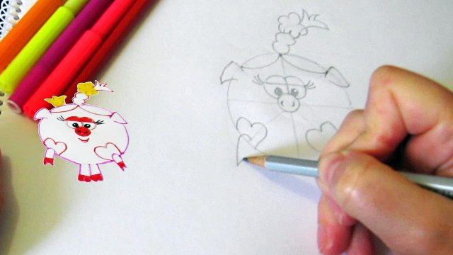 Рисуем Смешариков. Нюша с мультфильма Смешарики