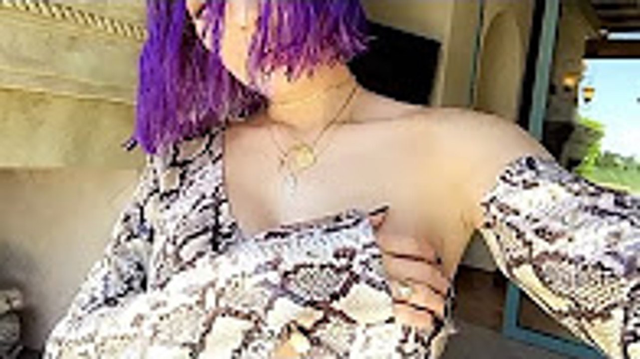 Kylie Jenner | photoshoot , Purple hair , snake print outfit
