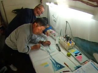 アゴ４匹を同時に魚拓.AVI