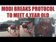 PM Modi breaks security protocol to meet 4 year old fan, Watch Video | Oneindia News