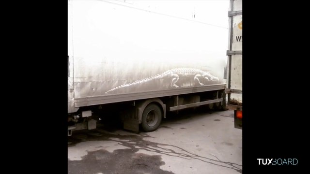 Cet artiste dessine sur des voitures et camions sales en Russie