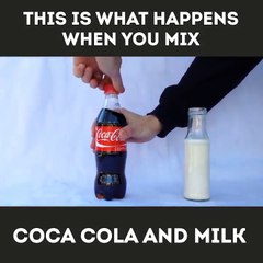 See When Milk mixes to bottle of Coke
