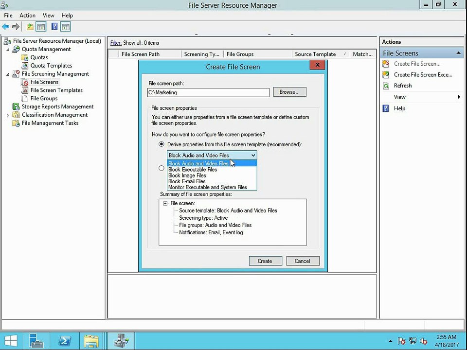 70-411 File Screening and Storage Reports