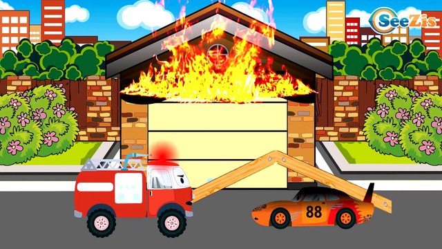 Emergency Vehicles - The Red Fire Truck Responding in the City - Cars & Trucks Cartoons for Children