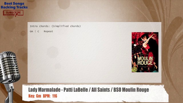 Lady Marmalade - Patti LaBelle / All Saints / BSO Moulin Rouge Vocal Backing Track