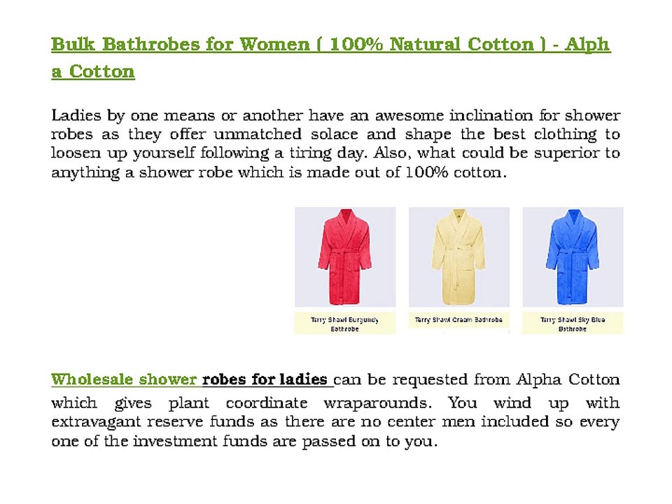 Bulk bathrobes for women ( 100% natural cotton ) - Alpha cotton